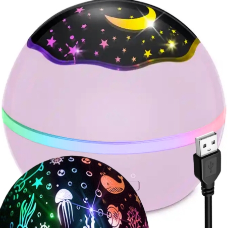 Projektor gwiazd lampka nocna dla dzieci Różowy