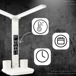 Lampka biurkowa podwójna LED z wyświetlaczem i regulacją światła