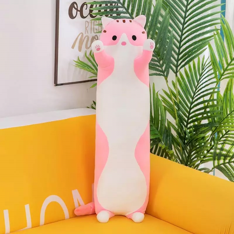 Maskotka pluszak długi kotek Lucek Różówy 70cm
