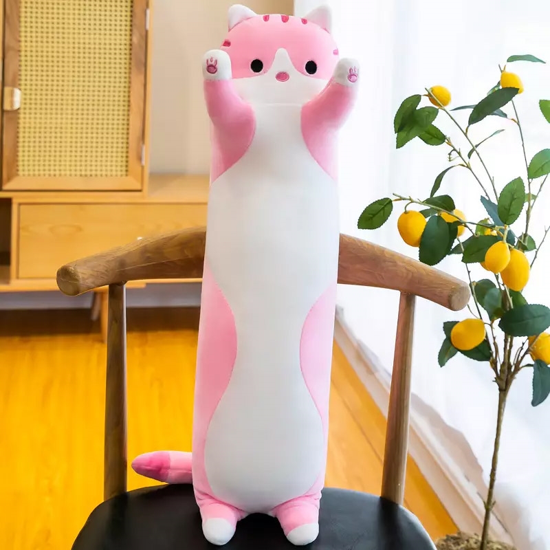 Maskotka pluszak długi kotek Lucek Różówy 70cm