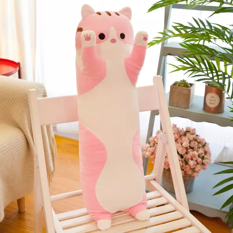 Maskotka pluszak długi kotek Lucek Różowy 90cm