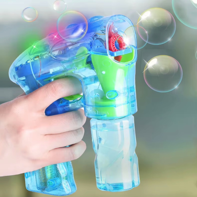 Pistolet do robienia baniek mydlanych podświetlany, maszyna + Płyn