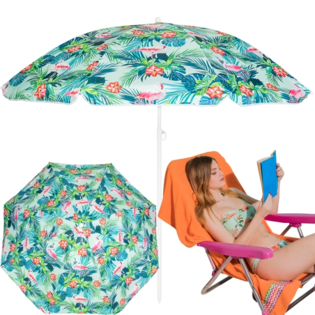 Parasol plażowy łamany składany Tropikalne kwiaty 180cm