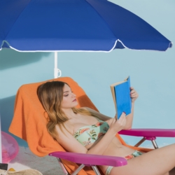 Parasol plażowy łamany wbijany Niebieski 220cm