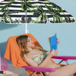 Parasol plażowy łamany składany Czarne pasy i Palmy 220cm