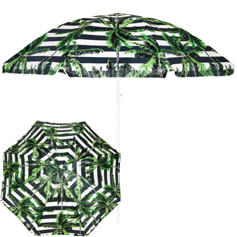 Parasol plażowy łamany składany Czarne pasy i Palmy 220cm