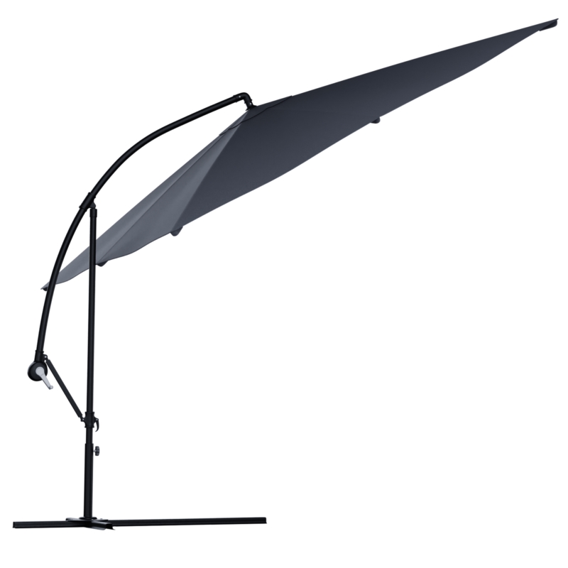 Parasol ogrodowy prostokątny na wysięgniku składany 350cm 8 segmentów Grafitowy + Pokrowiec