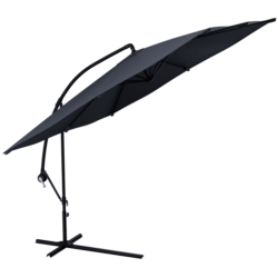 Parasol ogrodowy prostokątny na wysięgniku składany 350cm 8 segmentów Grafitowy + Pokrowiec
