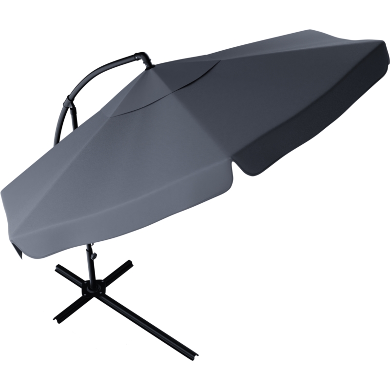 Parasol ogrodowy na wysięgniku składany 350cm Szary + Pokrowiec