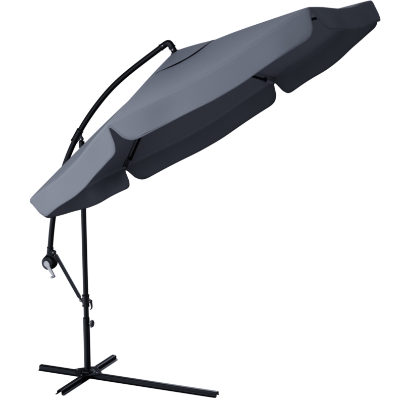 Parasol ogrodowy na wysięgniku składany 350cm Szary + Pokrowiec