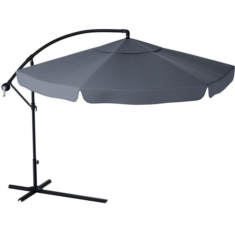 Parasol ogrodowy na wysięgniku składany 350cm Szary + Pokrowiec