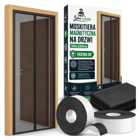 Moskitiera na drzwi z magnesem oraz możliwoscią docięcia 210/210x100/90/80cm Czarna