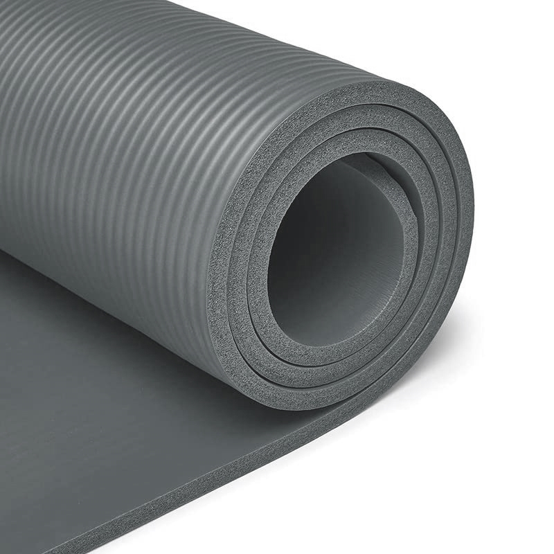 Mata antypoślizgowa do ćwiczeń, fitness lub jogi NBR Szara 183x61x1cm
