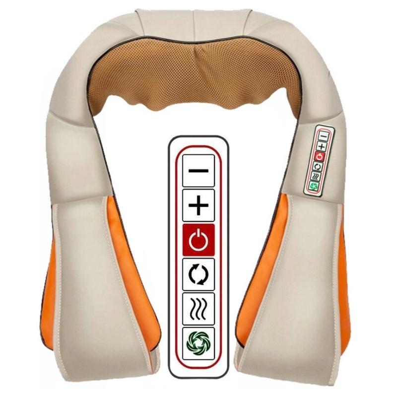 Masażer do karku i szyi podgrzewany Shiatsu Beżowy 12V/230V