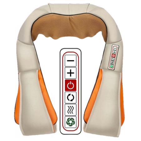 Masażer do karku i szyi podgrzewany Shiatsu Beżowy 12V/230V