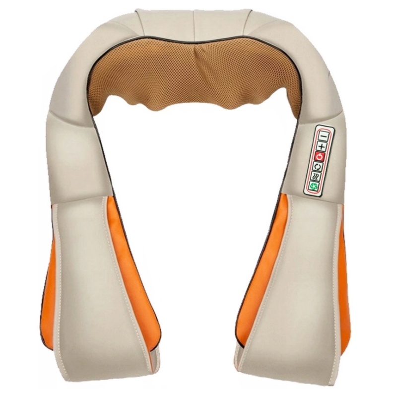 Masażer do karku i szyi podgrzewany Shiatsu Beżowy 12V/230V