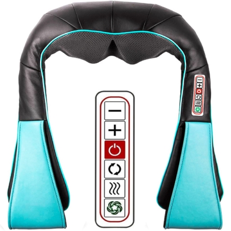 Masażer do karku i szyi podgrzewany Shiatsu Turkusowy 12V/230V