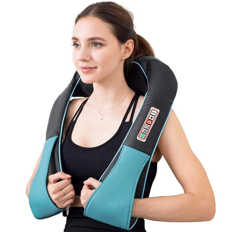 Masażer do karku i szyi podgrzewany Shiatsu Turkusowy 12V/230V