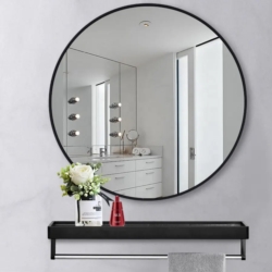Lustro okrągłe do zawieszenia na ścianę Czarne 60cm