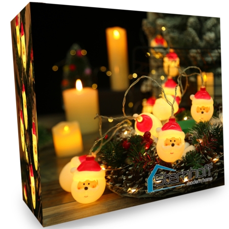 Lampki świąteczne choinkowe Mikołaj 10LED Biały Ciepły