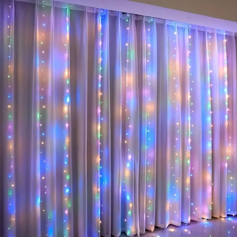 Kurtyna świetlna druciki LED w formie Zasłon Świetlnych 300LED Multikolor