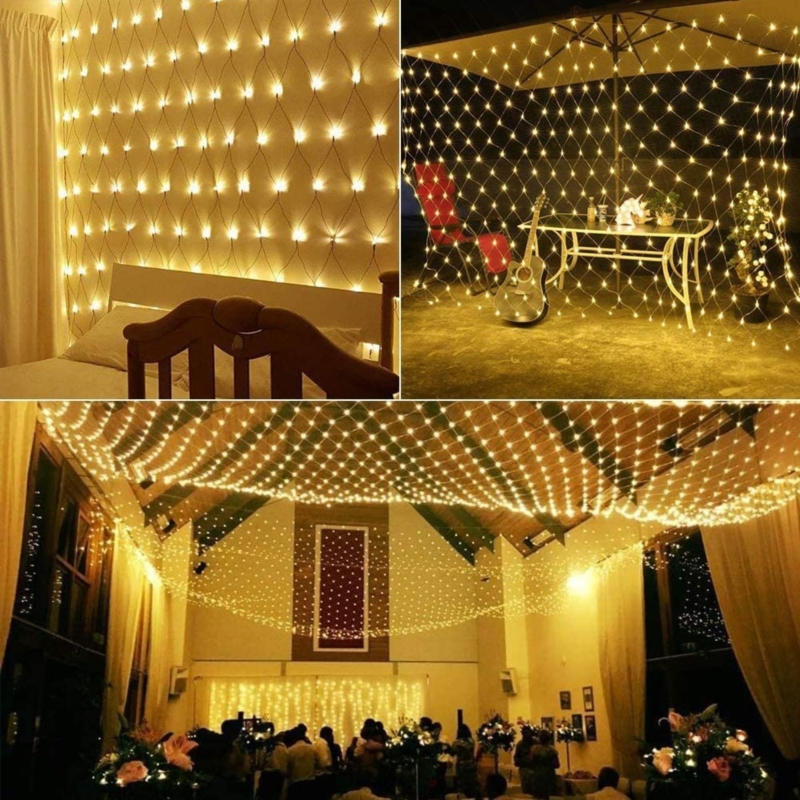 Kurtyna świetlna LED w formie siatki 2,6 x 2,6m 160LED Biały Ciepły