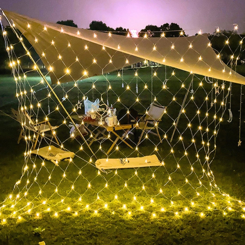 Kurtyna świetlna LED w formie siatki 2,6 x 2,6m 160LED Biały Ciepły