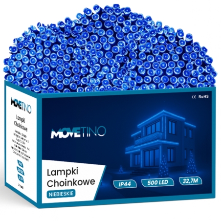 Lampki choinkowe świąteczne 500LED 32m IP44 Niebieski