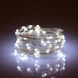 Lampki druciki na baterie 100 LED Biały Zimny
