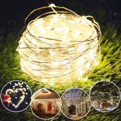 Lampki druciki na baterie 50 LED Biały Ciepły