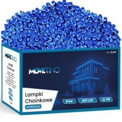 Lampki choinkowe świąteczne 200LED 12m IP44 Niebieski