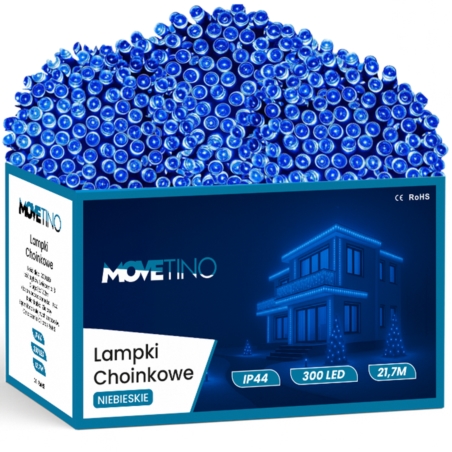 Lampki choinkowe świąteczne 300LED 21m IP44 Niebieski