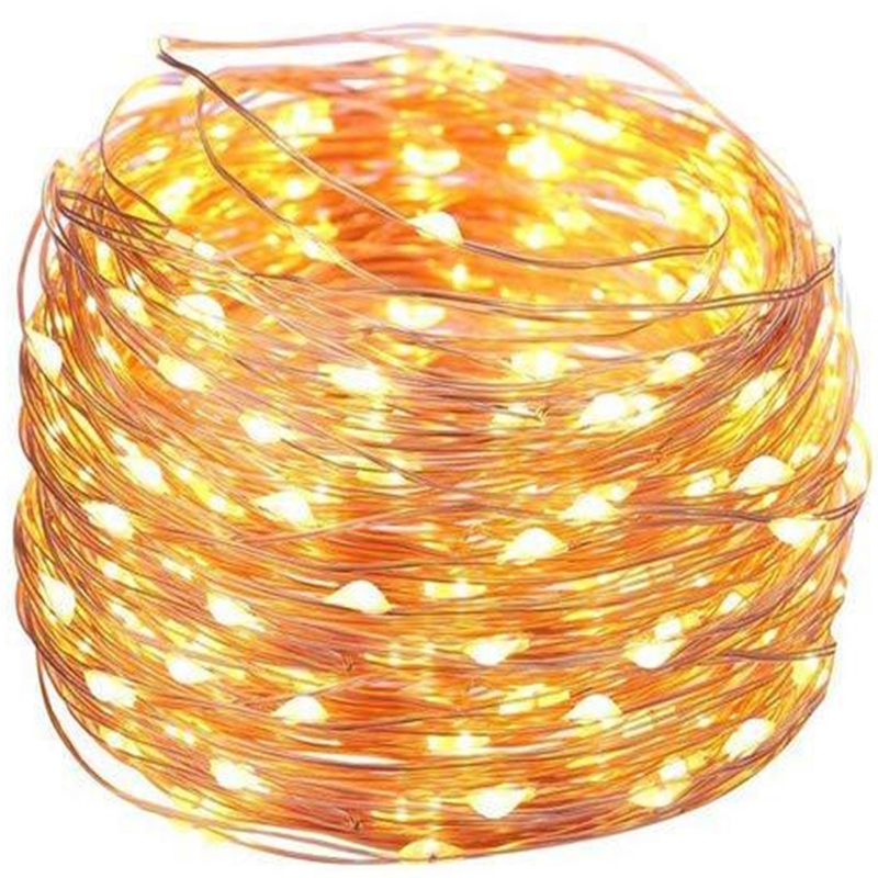 Lampki druciki na baterie 100 LED Biały Ciepły