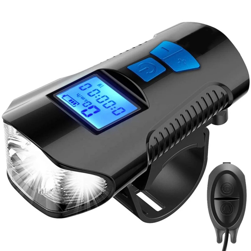 Lampka rowerowa LED z licznikiem Przód + Tył USB