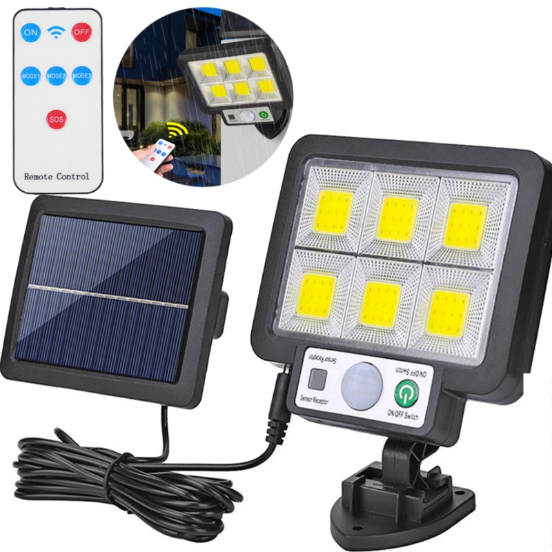 Lampa solarna naścienna LED COB z czujnikiem ruchu i zmierzchu 6x COB