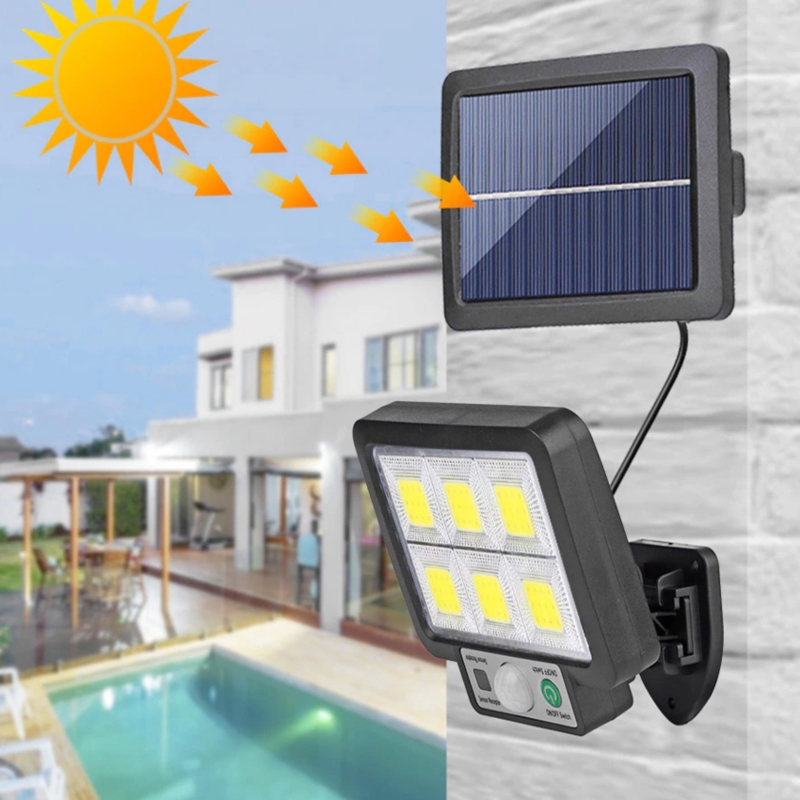 Lampa solarna naścienna LED COB z czujnikiem ruchu i zmierzchu 6x COB