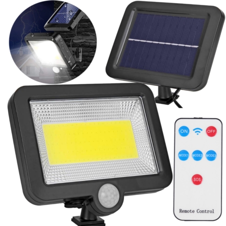 Lampa solarna naścienna LED COB z czujnikiem ruchu i zmierzchu 1x COB