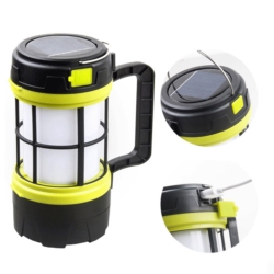 Lampa solarna na biwak akumulatorowa z funkcją latarki z uchwytem LED USB 3w1