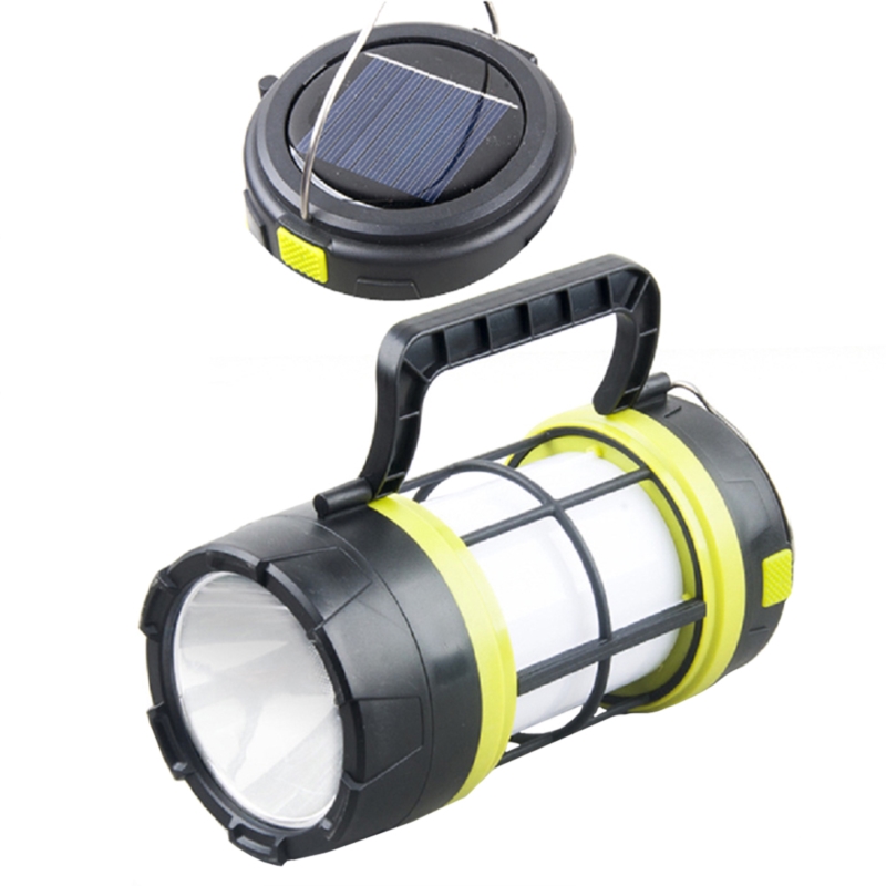 Lampa solarna na biwak akumulatorowa z funkcją latarki z uchwytem LED USB 3w1