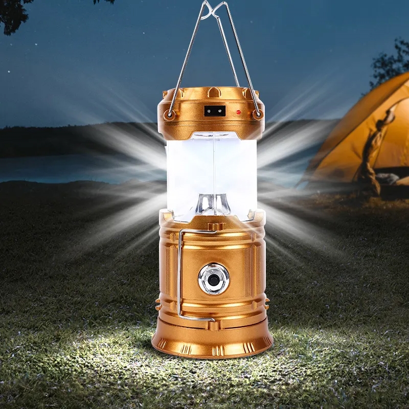 Lampa solarna kempingowa latarka turystyczna Miedziana