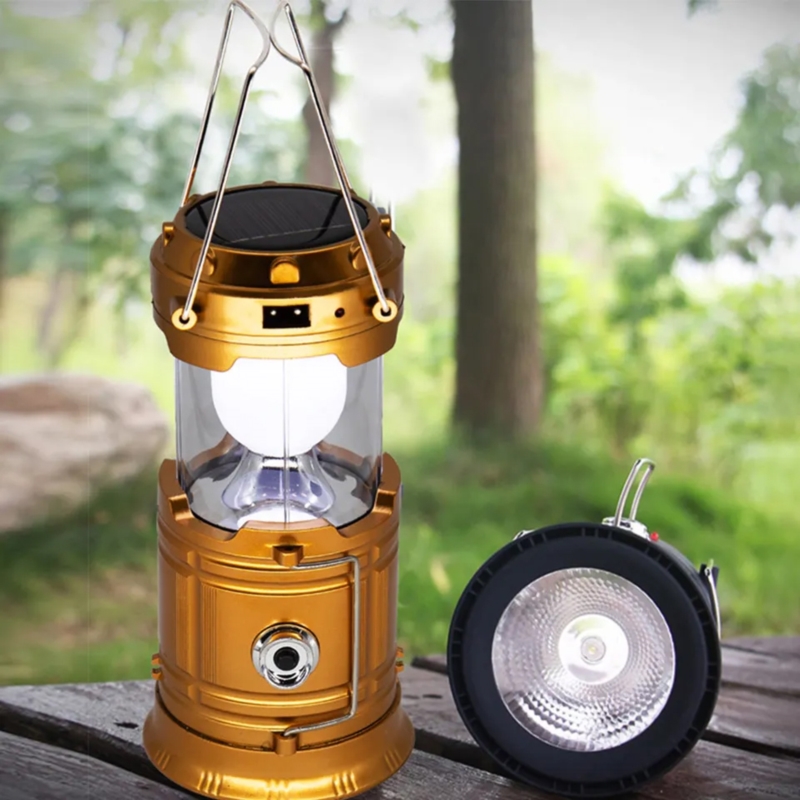 Lampa solarna kempingowa latarka turystyczna Miedziana