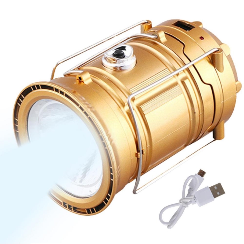 Lampa solarna kempingowa latarka turystyczna Miedziana