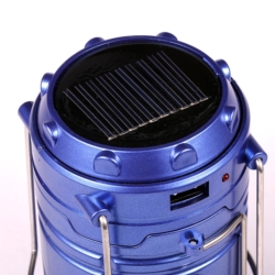 Lampa solarna kempingowa latarka turystyczna Niebieska
