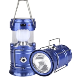 Lampa solarna kempingowa latarka turystyczna Niebieska