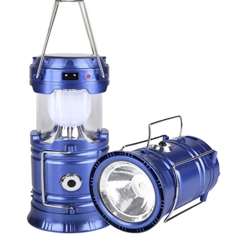Lampa solarna kempingowa latarka turystyczna Niebieska