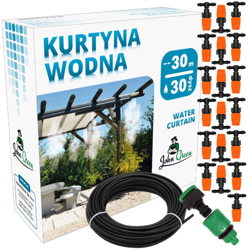 Kurtyna wodna ogrodowa zraszacz 30m + 30 dysz