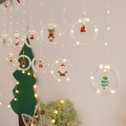 Kurtyna świetlna lampki świąteczne LED w Witraże z Figurkami Biały Ciepły