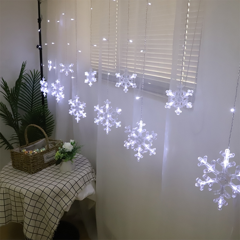 Kurtyna świetlna lampki świąteczne LED w Śnieżynki 120LED IP44 Biały Zimny