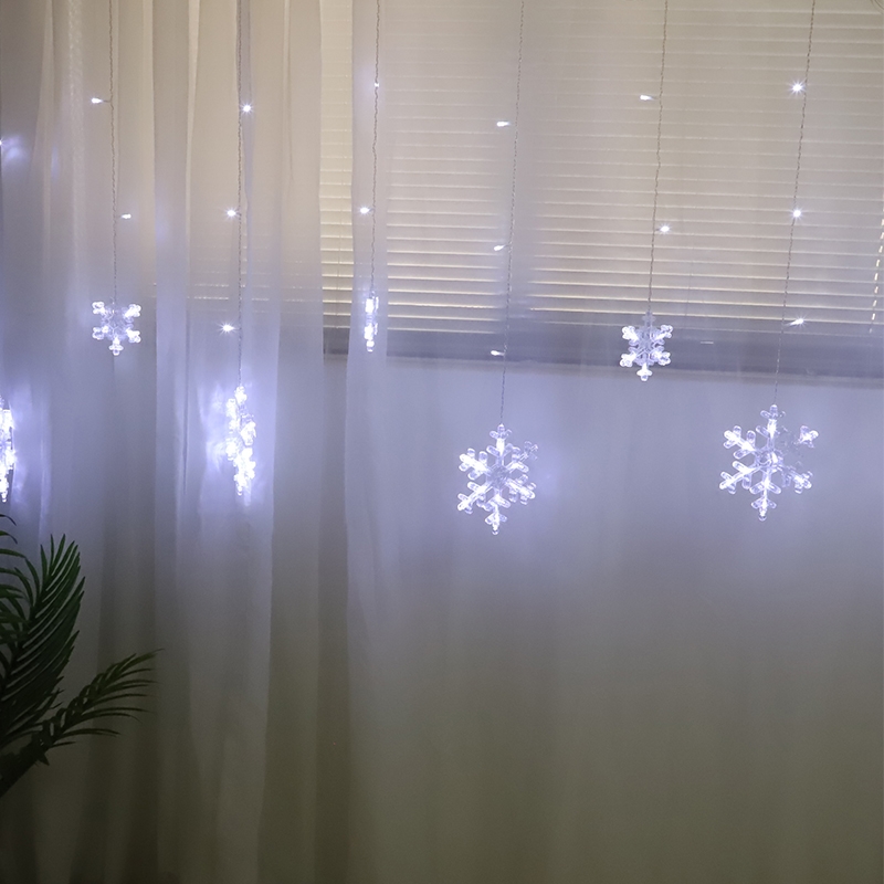 Kurtyna świetlna lampki świąteczne LED w Śnieżynki 120LED IP44 Biały Zimny