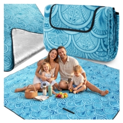 Koc piknikowy z izolowanym spodem Niebieski z motywem Boho 200x200cm